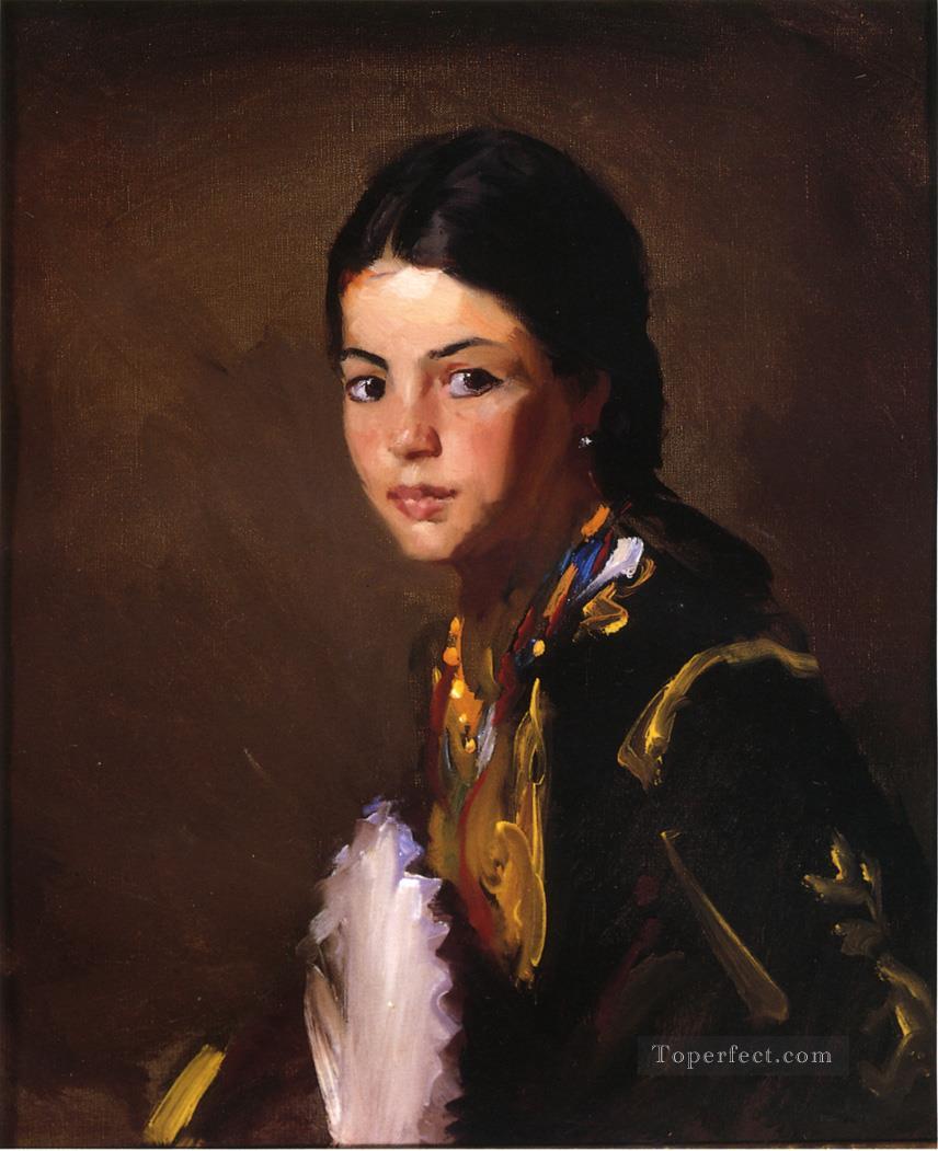 Segovian Girl portrait Ashcan School Robert Henri Oil Paintings